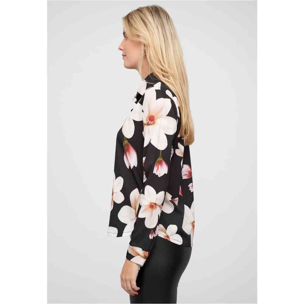 Cloud5ive - Button placket and floral print Blouse - Zwart